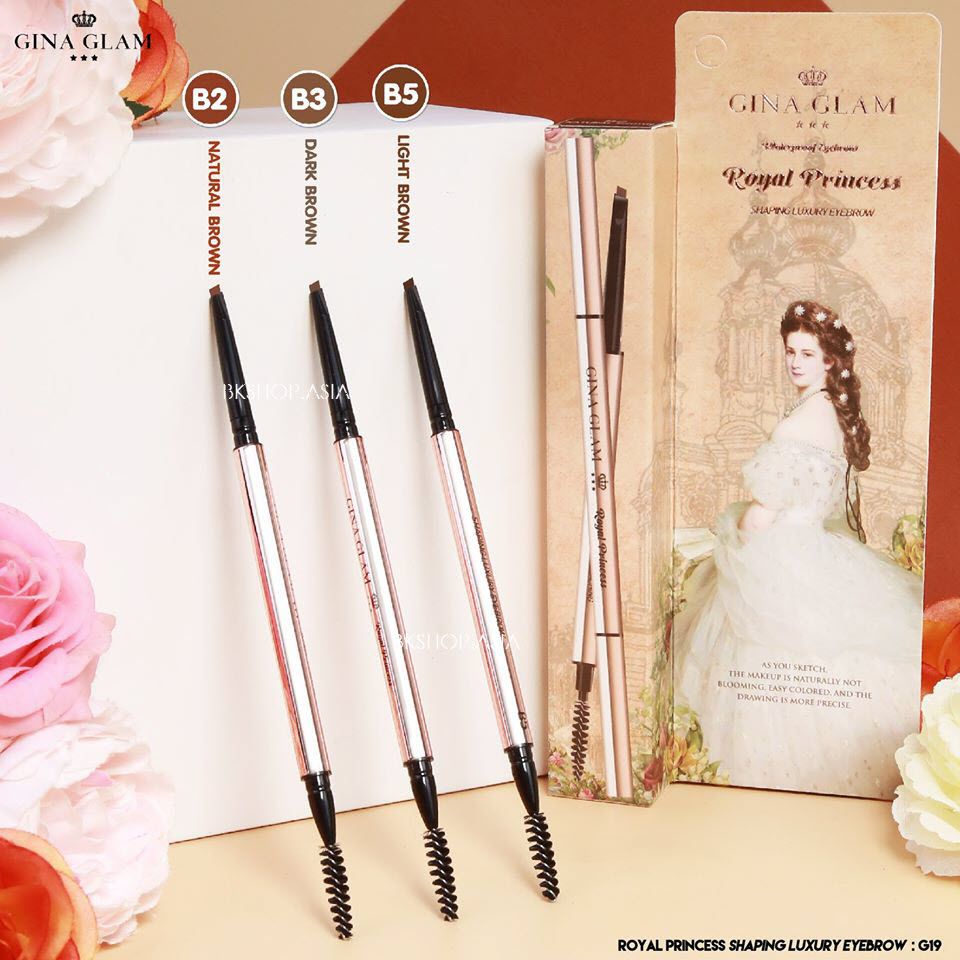 Chì mày Phẩy Sợi Gina Glam Queen's Scepter Waterproof luxury eyebrow Bền Màu Dễ Chuốt