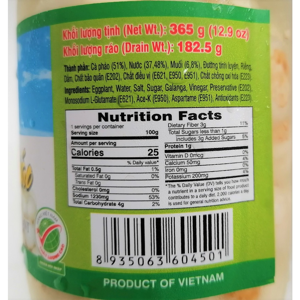 [365g] CÀ PHÁO NGÂM [VN] NGỌC LIÊN Pickled Eggplant (btn-hk)