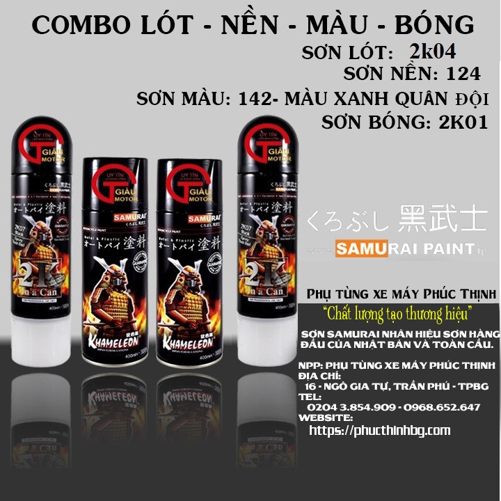 K1K-Sơn xịt sơn xe máy Samurai K1K 300ml phủ bóng trong suốt 1 thành phần -Top coat