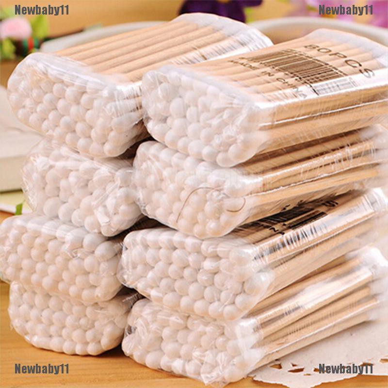 Túi 30-35 tăm bông cotton hai đầu cán gỗ trang điểm tiện lợi