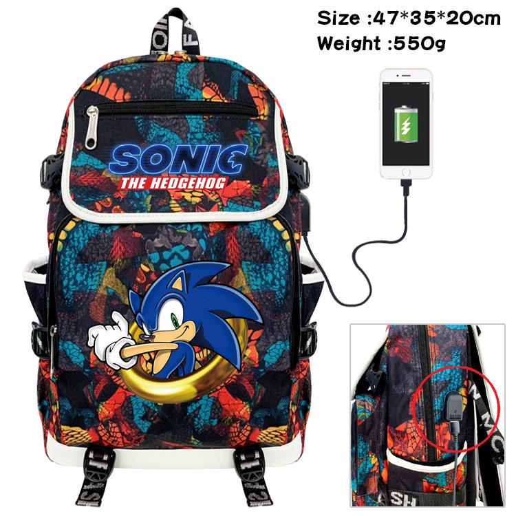 Sonic Ba Lô Học Sinh Học Túi Hoạt Hình Anime Ba Lô usb Sạc Ba Lô Bé Trai