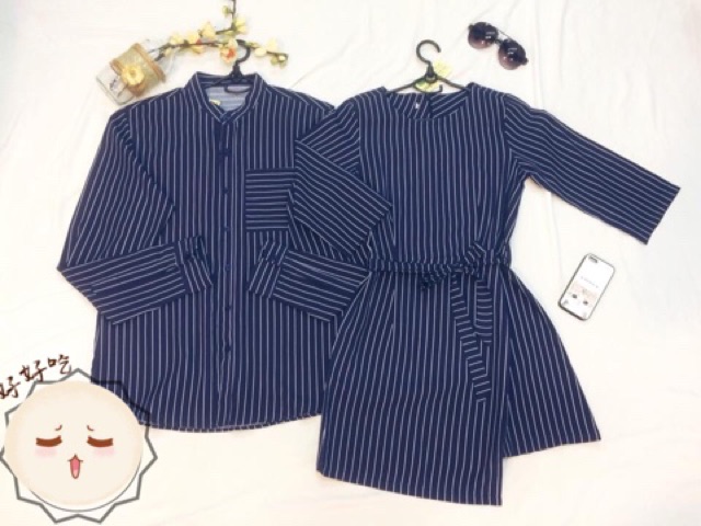 Set sơ mi nam + váy nữ