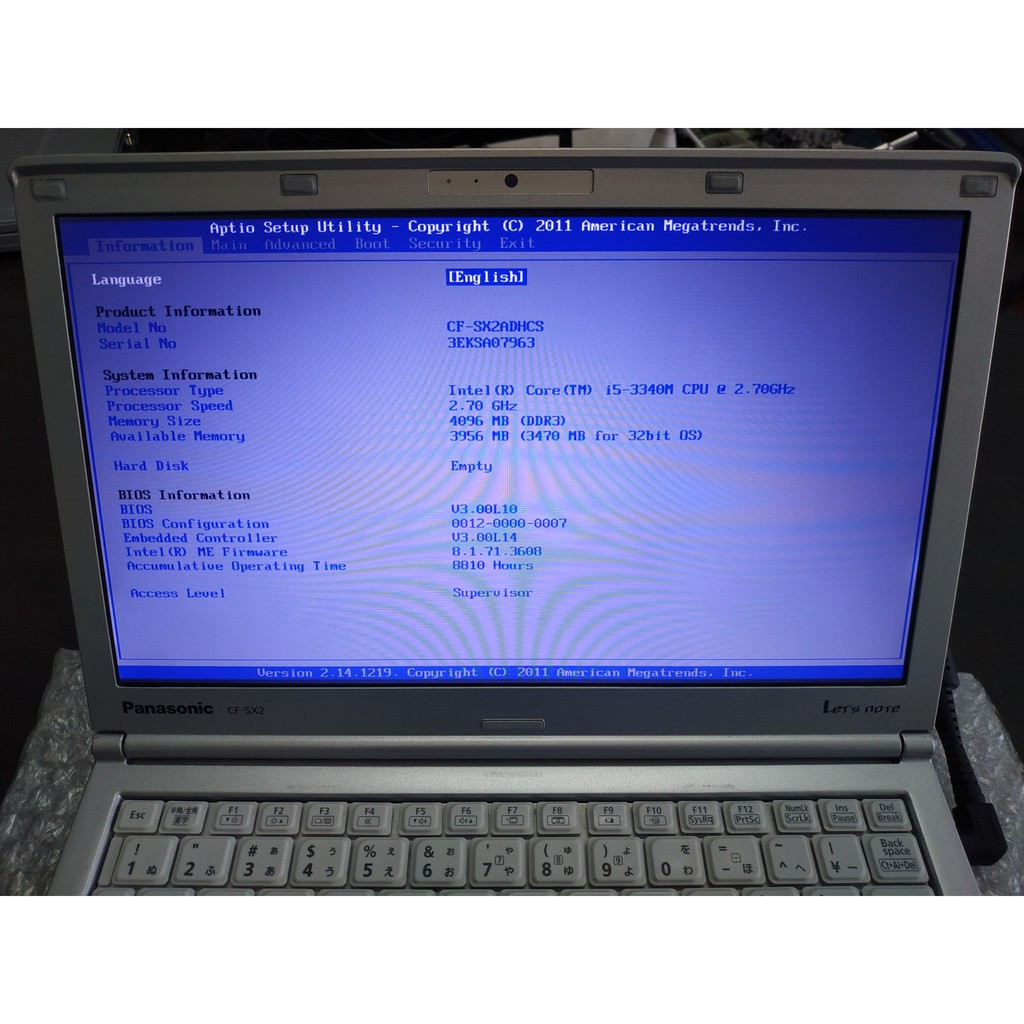 Laptop Panasonic nội địa Nhật Bản, CF-SX2, CPU i5-3340M