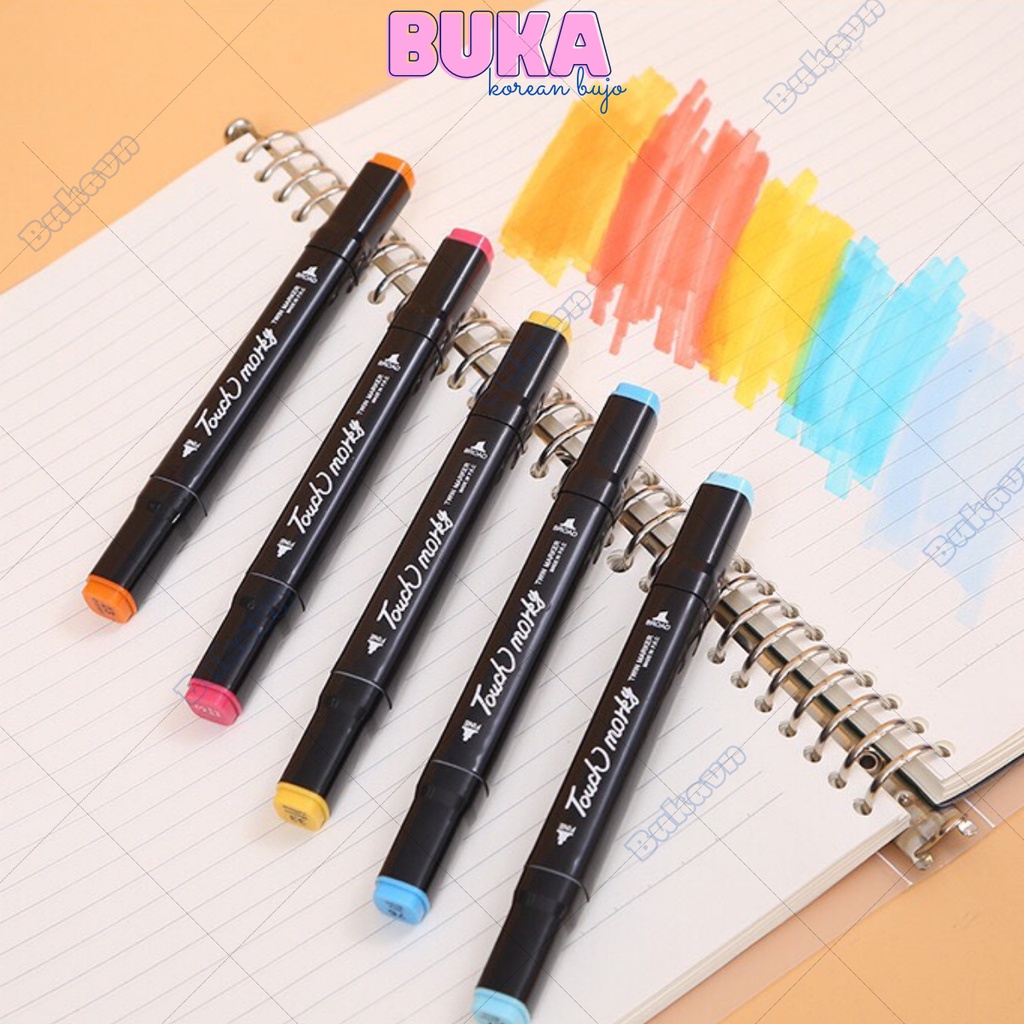Bút dạ Marker Touch nhiều màu cao cấp Buka kèm túi vải họa cụ vẽ tranh cao cấp 24 / 36 / 48 / 60 / 80 màu