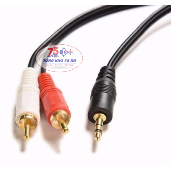 Dây loa 1 đầu 3.5mm đưa ra 2 cổng RCA AV bông sen 1.5m