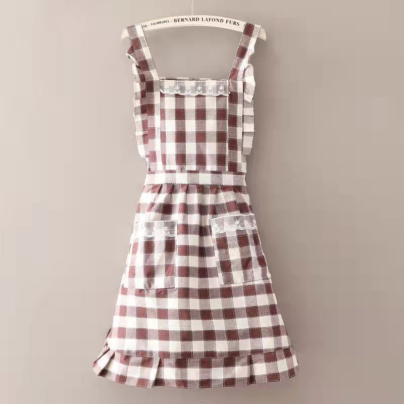 Tạp Dề cotton Tay Dài Cổ Búp Bê Dễ Thương Phong Cách Hàn Quốc