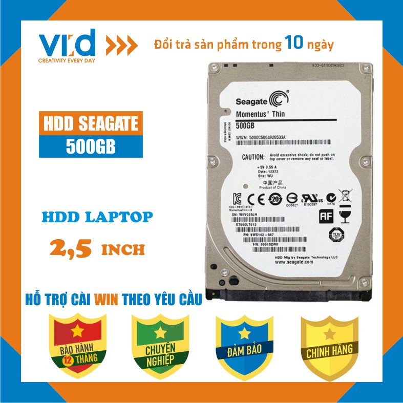 .Ổ cứng HDD 2,5" 500GB Western, Seagate, Hitachi, Toshiba dùng cho laptop hàng tháo máy bảo hành 12T!