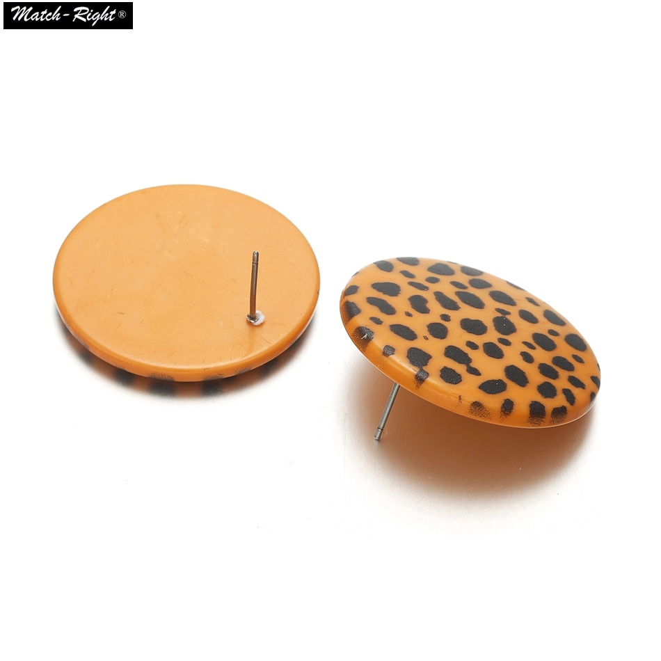 Hoa tai dáng tròn họa tiết da báo phong cách retro thời trang cho nữ