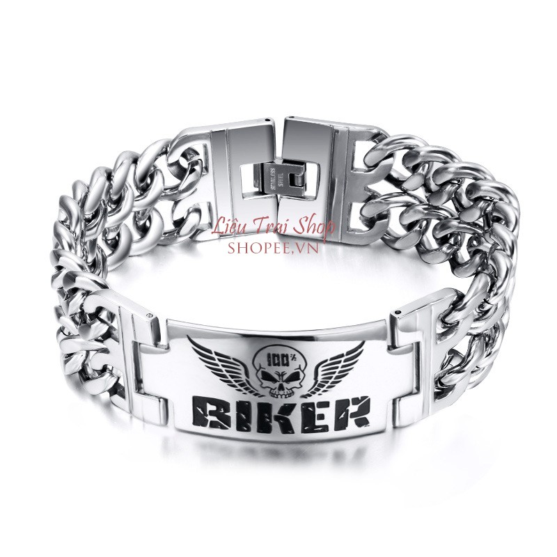 Lắc tay nam Biker Inox 316L