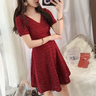 (ORDER) VÁY NHŨ BLING BLING ĐỎ ĐUN( ẢNH THẬT LÀ 3 ẢNH CUỐI )