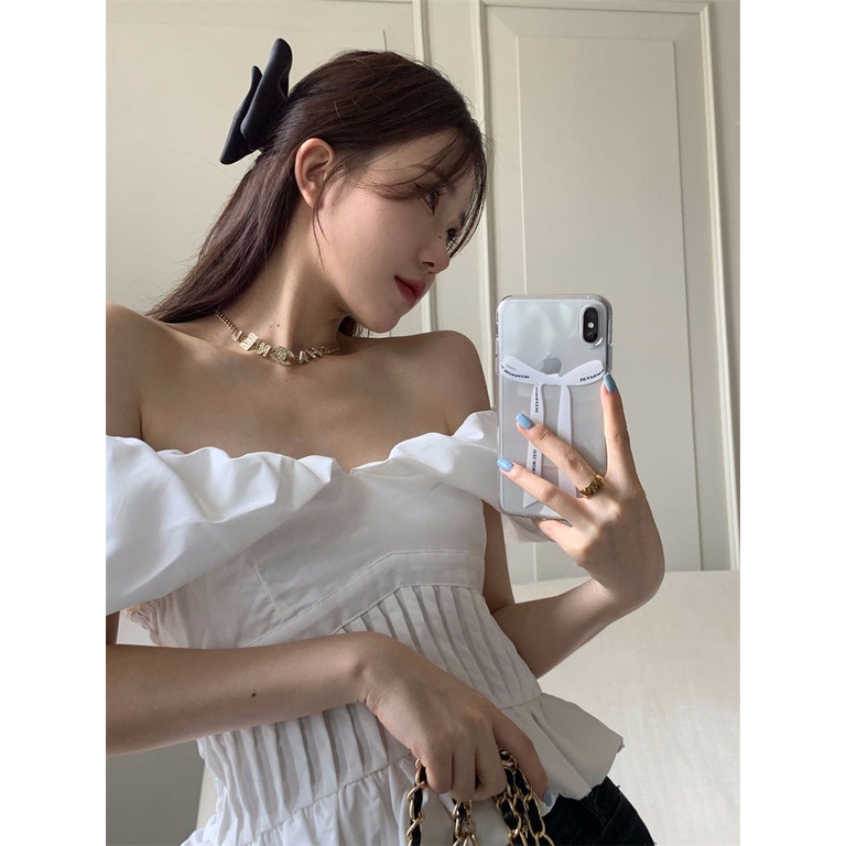 Áo Tay Phồng Ngắn Lưng Cao Sang Trọng Cao Cấp Mới