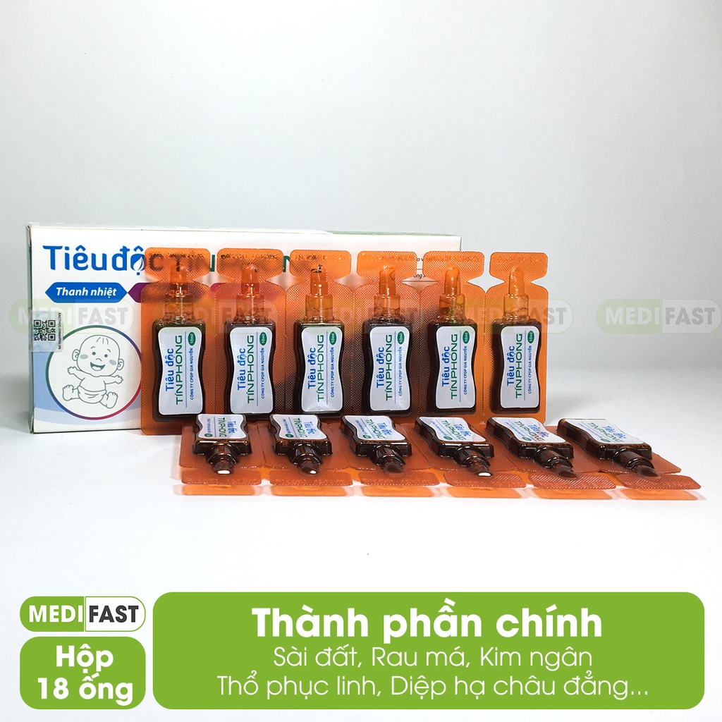 Siro dạng ống Tiêu Độc Tín Phong hộp 18 ống giảm mề đay dị ứng thời tiết, mát gan tiêu độc giảm mụn lưng