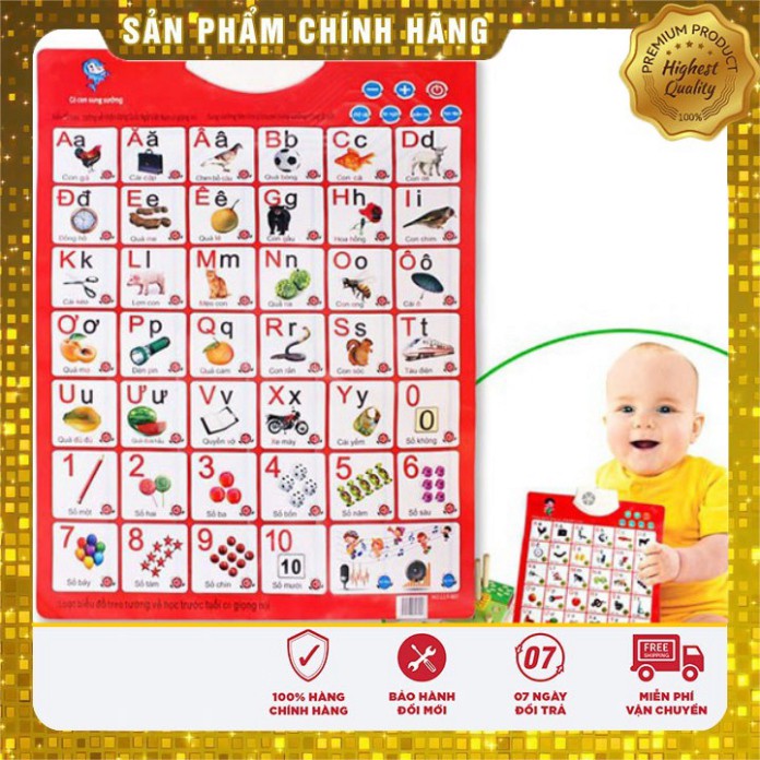 Bảng chữ cái điện tử thông minh hình động vật, song ngữ anh -việt cho bé