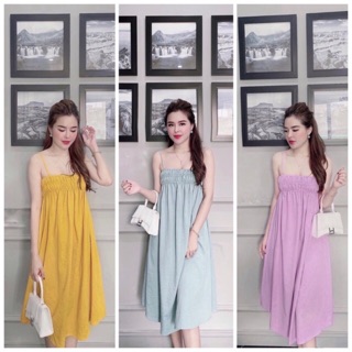 Váy 2 dây 💕[FREESHIP]💕Giảm 20k [VAY 2 DAY] Váy xoè 2 dây bo chun ngực