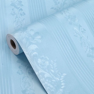Giấy dán tường ✨ Mẫu Xanh sọc Hoa Nổi 3D ✨ Giấy dán tường cao cấp