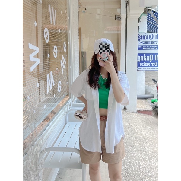 Áo Tank Top / Balo Nữ Croptop Kiểu Ôm Cotton Gân Co Dãn Màu Xanh Lá Đen Minipie