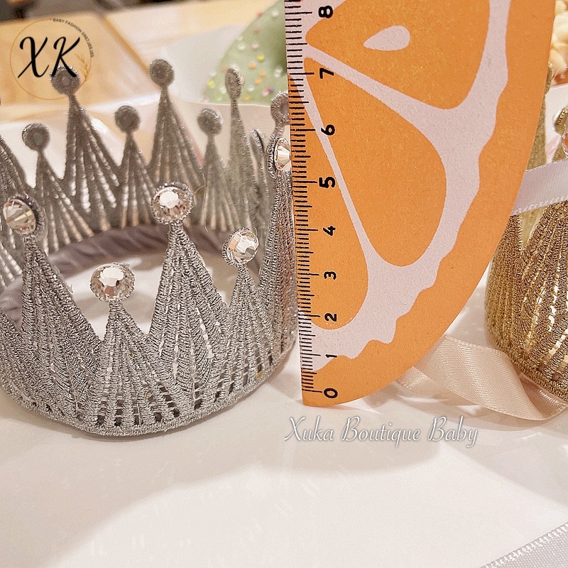 Vương Miện Thắt Nơ Gắn Đá Sinh Nhật Party Style Hàn Quốc Cho Bé, Phụ Kiện Cài Tóc Công Chúa Cao Cấp Bé Gái