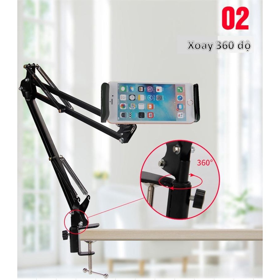 Giá Đỡ Ipad, Điện Thoại Kẹp Đầu Giường, Cạnh Bàn Đa Năng Xoay 360 Độ Điều Chỉnh Mọi Góc Độ