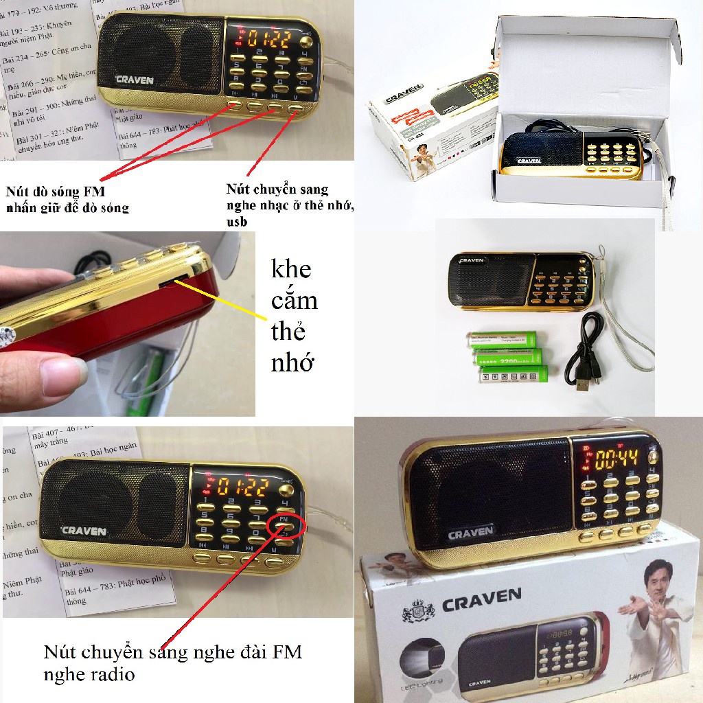 Loa Đài Craven 836s Nghe Thẻ Nhớ, USB, Radio Fm, Loa Mini Tắm Ngôn Ngữ Cho Bé - BH 6 Tháng