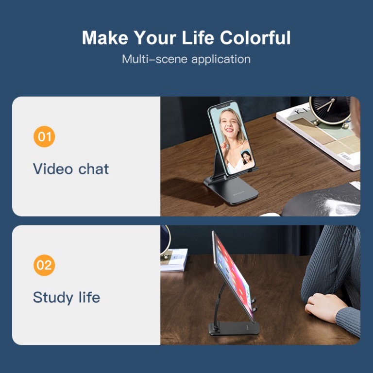 Giá đỡ điện thoại để bàn thông minh gấp gọn - Kệ đỡ ipad, máy tính bảng đa nặng tiện dụng
