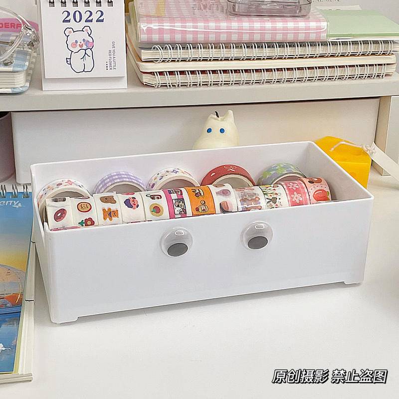 ⭐ iLado ⭐  hộp đựng đồ trong suốt hộp để bàn với nhãn dán nhựa kệ máy tính xách tay tủ bàn mini chất lượng cao màu rắn chất lượng cao kệ văn phòng phẩm để bàn đồ dùng học tập dụng cụ học tập