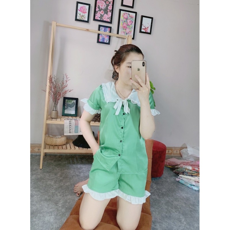 BỘ PIJAMA LỤA TRƠN BÈO TIỂU THƯ ( CỘC )