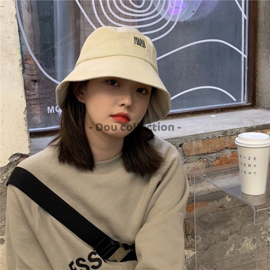 Mũ bucket nam nữ Cotton trơn thêu họa tiết MARI chống nắng thời trang xuân và hè phong cách Nhật Bản - Mã NV048