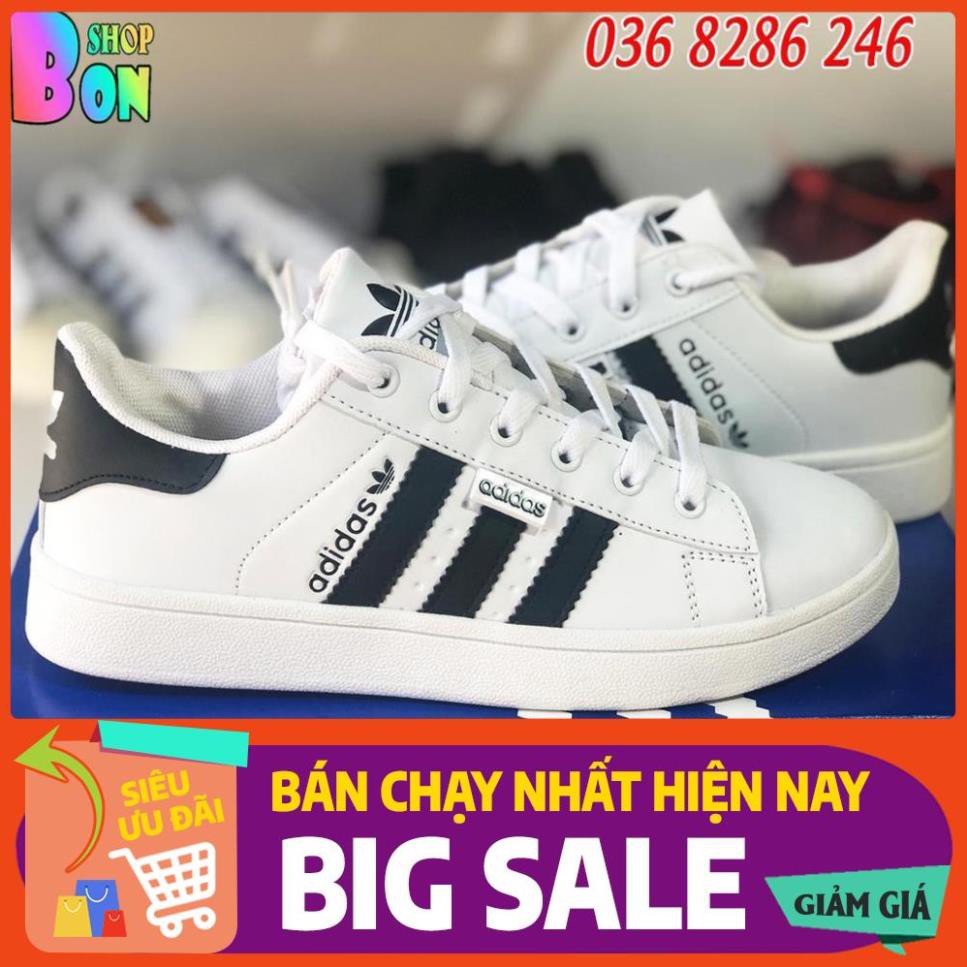 Giày Adidas Trơn 3 Sọc Đen Trắng Size Nam Nữ Tặng Kèm . 2020 Xịn Nhẩt NEW ✔️ ' > !