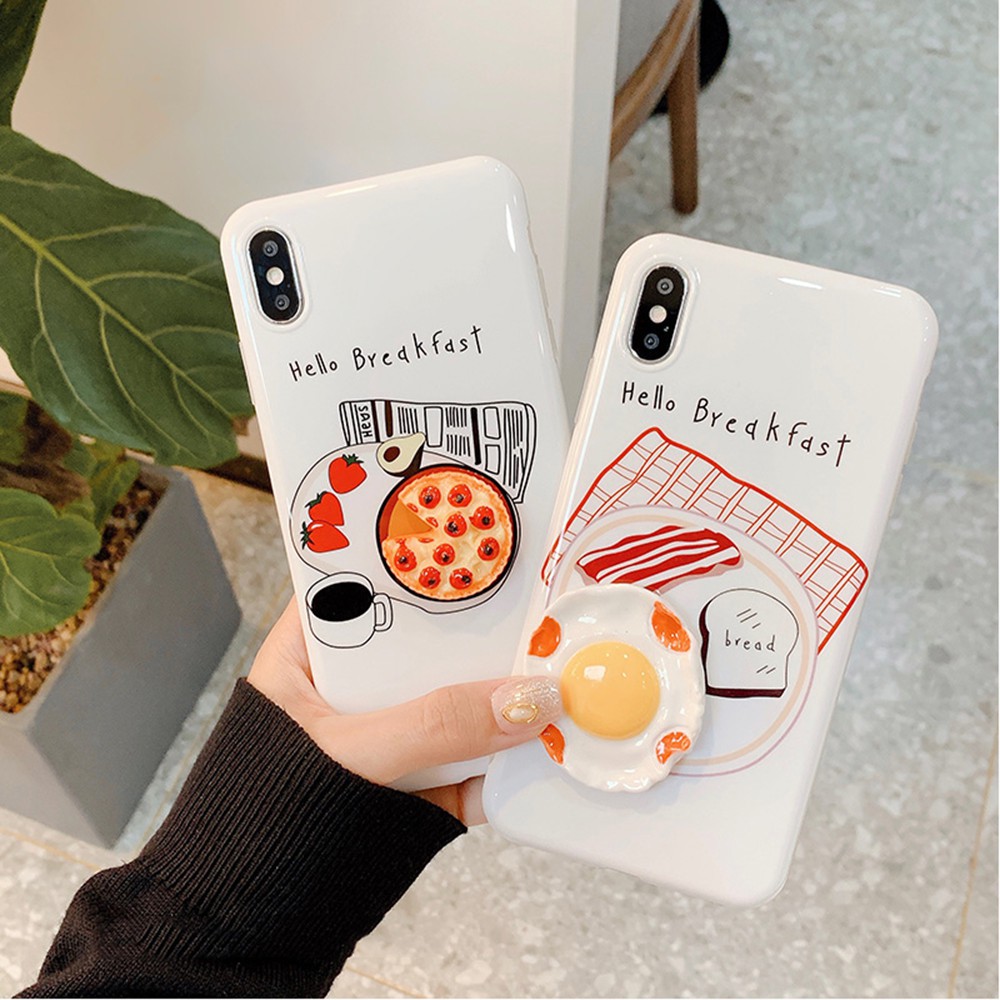 Ốp điện thoại nhựa in hình pizza/ quả trứng 3D lạ mắt cho điện thoạiiPhone XSMAX/XR/ X/8+/8/7+/7/6/6+/6S