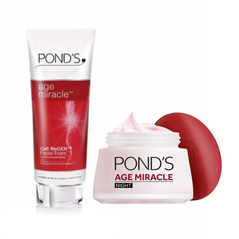 Combo Sữa Rửa Mặt Pond's Chống Lão Hóa Age Miracle 100g Và Kem Dưỡng Da Pond's Age Miracle Ban Đêm 50g