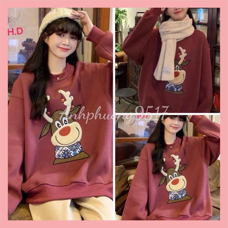 Áo Nỉ Noel Tuần lộc, cây thông [FREESHIP] Sweater giáng sinh form rộng tay bồng, thun merry christmas cá tính Ulzzang