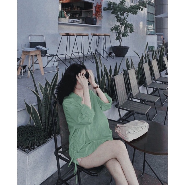 Áo sơ mi rút dây 2 bên