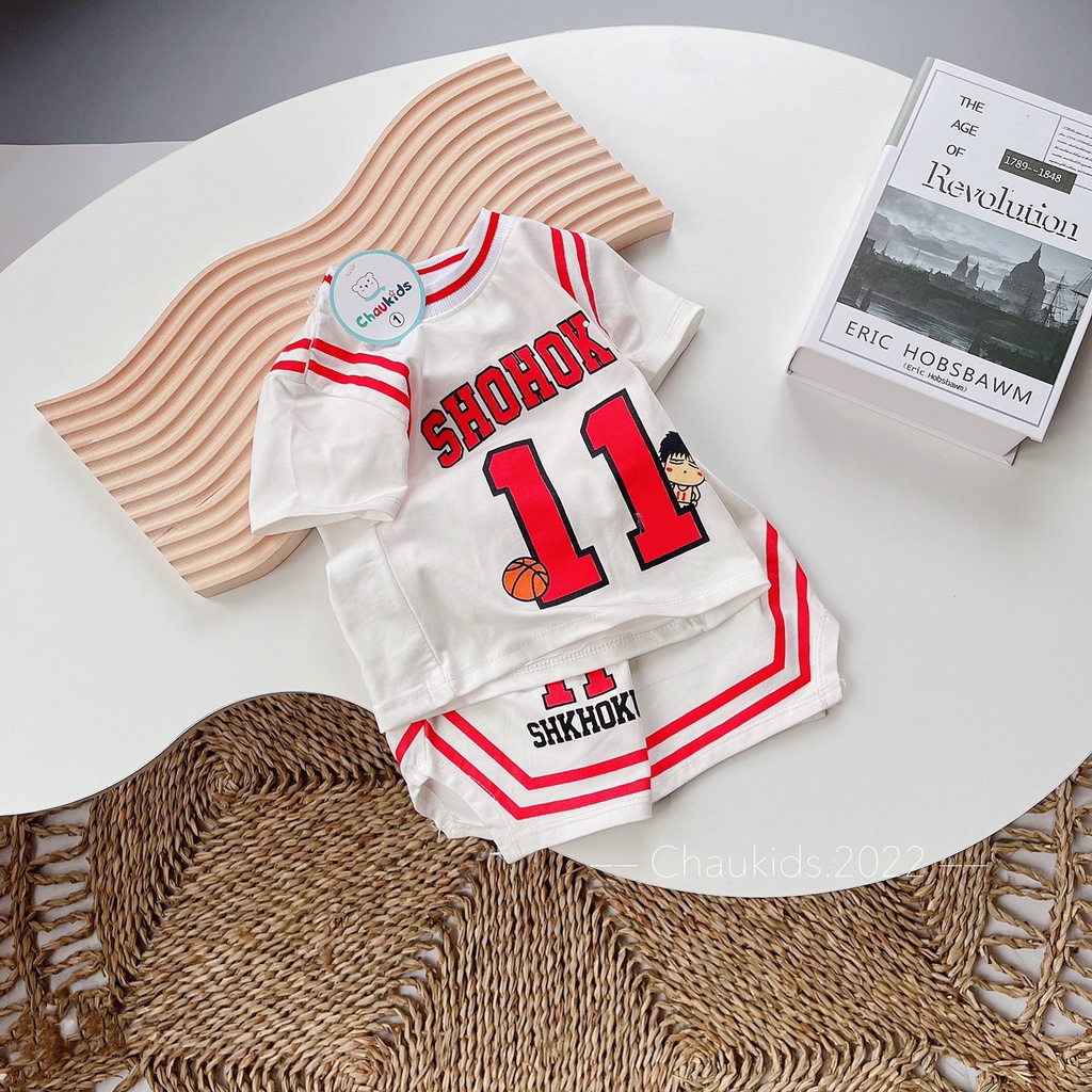 Bộ bé trai, bộ quần áo cộc tay thể thao SHKHOKU khỏe khoắn chất cotton QC cho bé