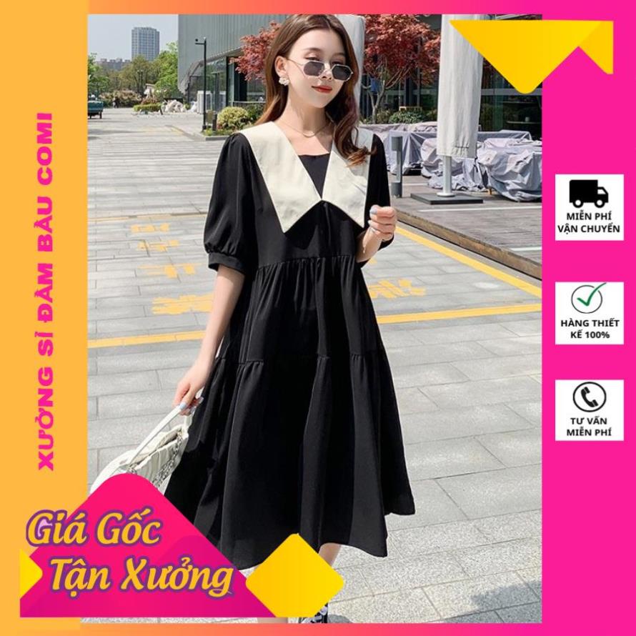 Váy bầu mùa hè thiết kế COMI Đầm bầu công sở xinh