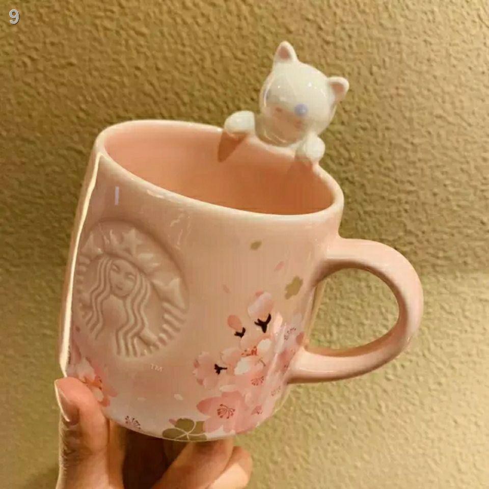 6New Starbucks Classic Mug Pink Girl Cute Cup With Nắp Văn phòng Cốc cà phê quà tặng cho nam và nữ