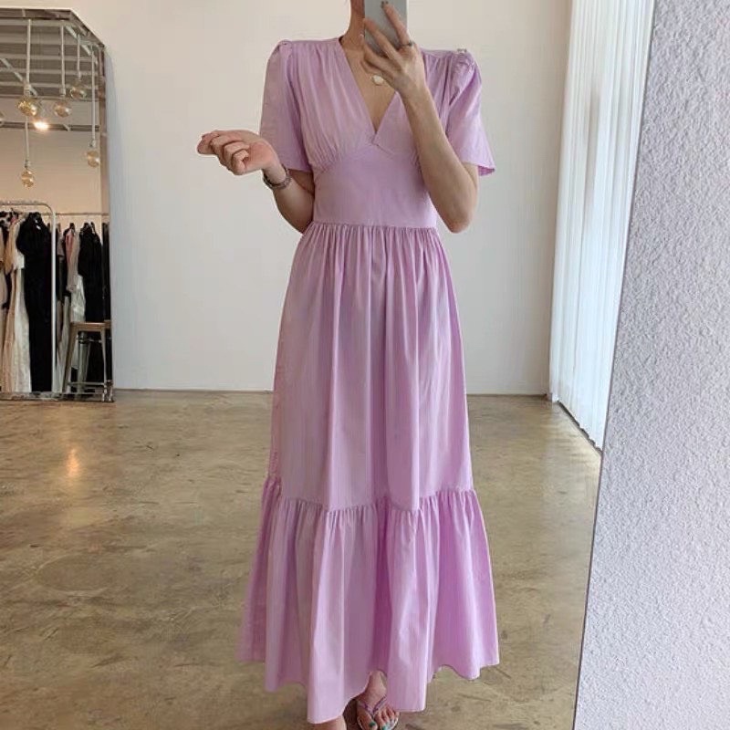 Đầm xoè vintage thắt eo sau lưng