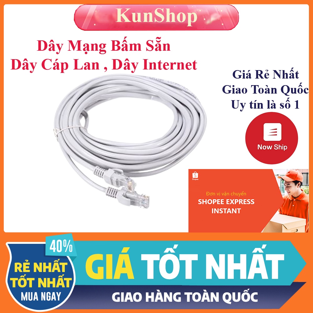 ❤️KunShopVn❤️ Dây mạng 2m 3m 5m 10m 20m 30m Bấm sẵn Dây Lan Chất Lượng Cao Siêu Rẻ Dây cáp mạng lan internet xịn tốt