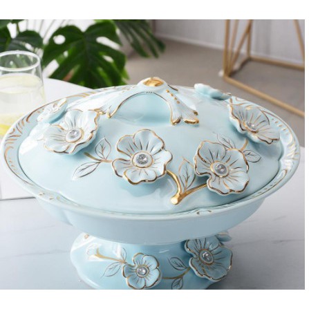 Khay đựng mứt và bánh kẹo ngày tết bằng sứ cao cấp họa tiết hoa văn nổi sang trọng, trẻ trung, thời thượng