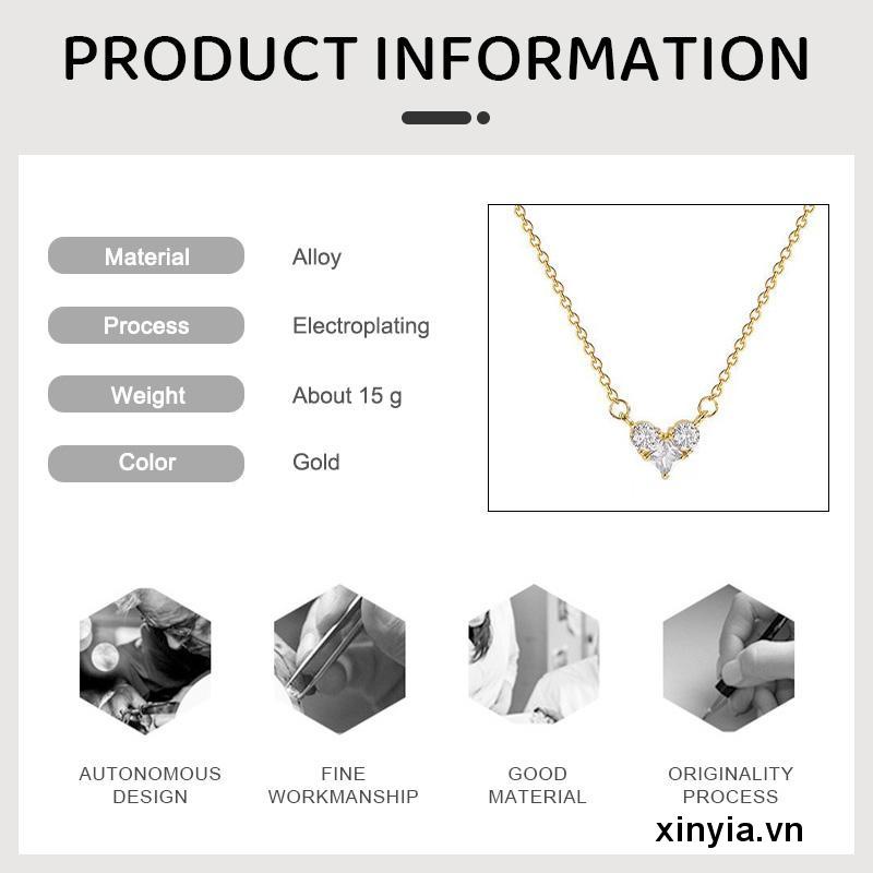 Vòng cổ Mặt Trái Tim Đính Đá Thời Trang Cho Nữ