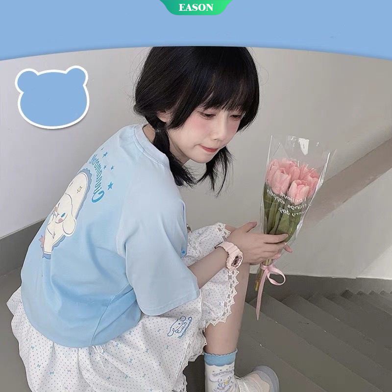 Áo Thun Tay Ngắn Dáng Rộng In Hoạt Hình Cinnamoroll Dễ Thương Thời Trang Mùa Hè Cho Nữ