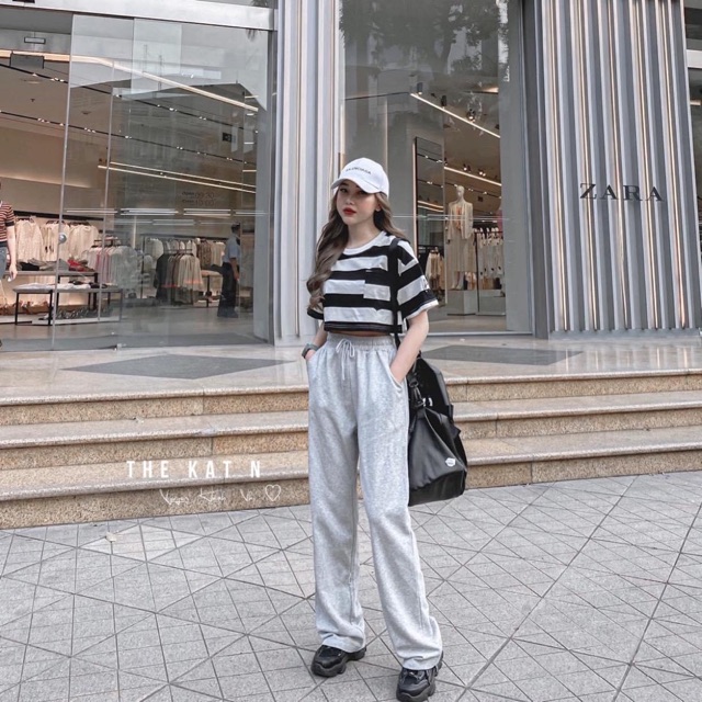 Sét crt kẻ + quần xuông xám ZXN876