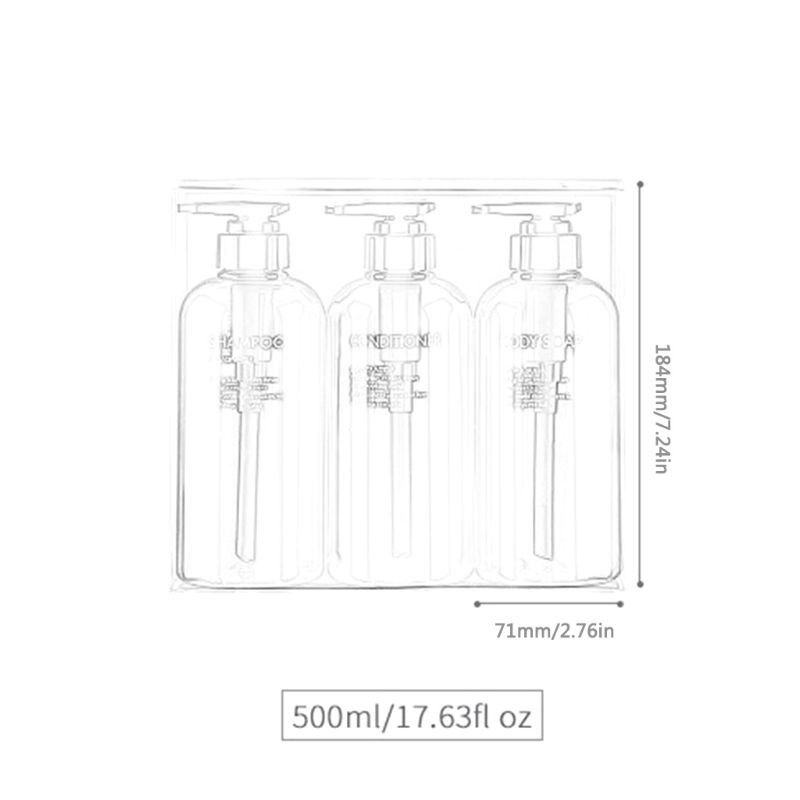[Hàng mới về] Set 3 chai rỗng 500ml đựng dầu gội / sữa tắm tiện dụng
