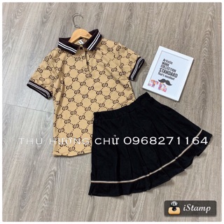 Sét áo phông có cổ phối chân váy