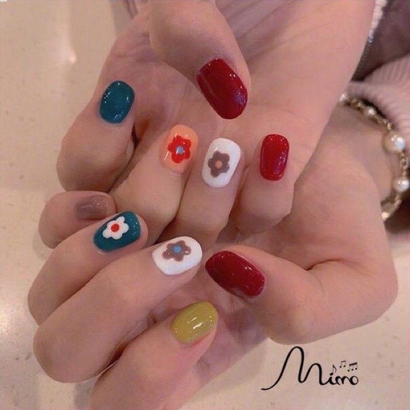 Dán móng tay nail sticker hoạt hình Rainbow đáng yêu