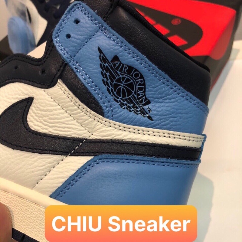 [ CHIU Sneaker 1 ] Giày thể thao Jordan 1 Retro High Obsidian UNC Phiên bản Siêu cấp Jordan cổ cao xanh