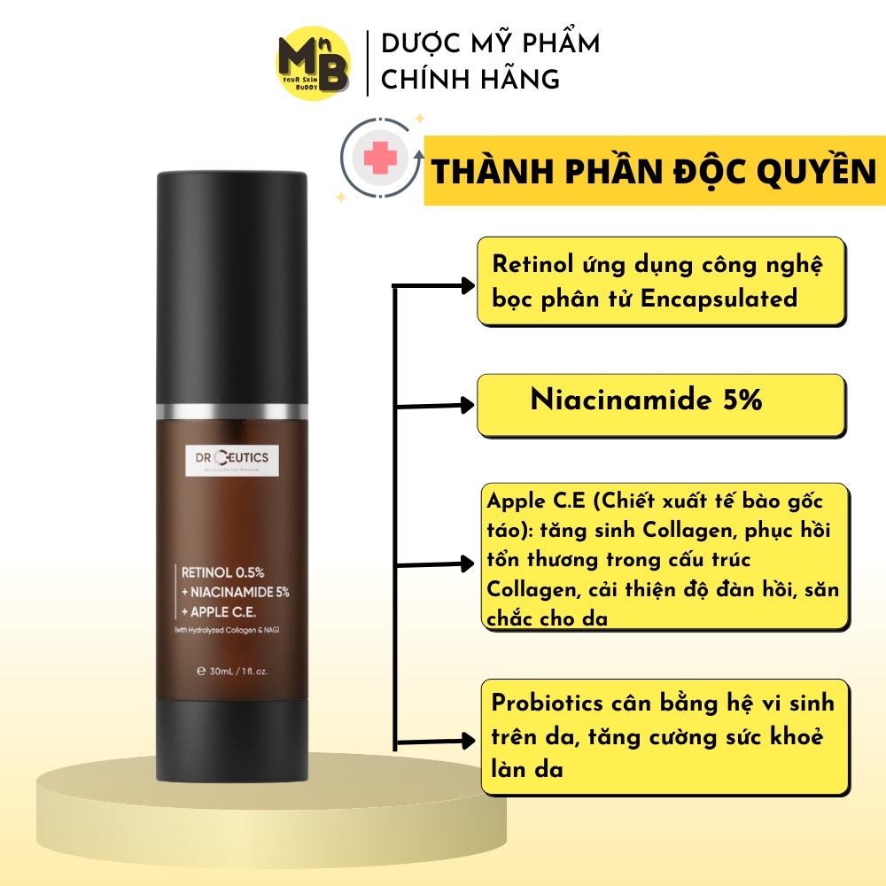 Kem Chống Lão Hóa Sáng Da DrCeutics Retinol 0.5% Niacinamide 30ml