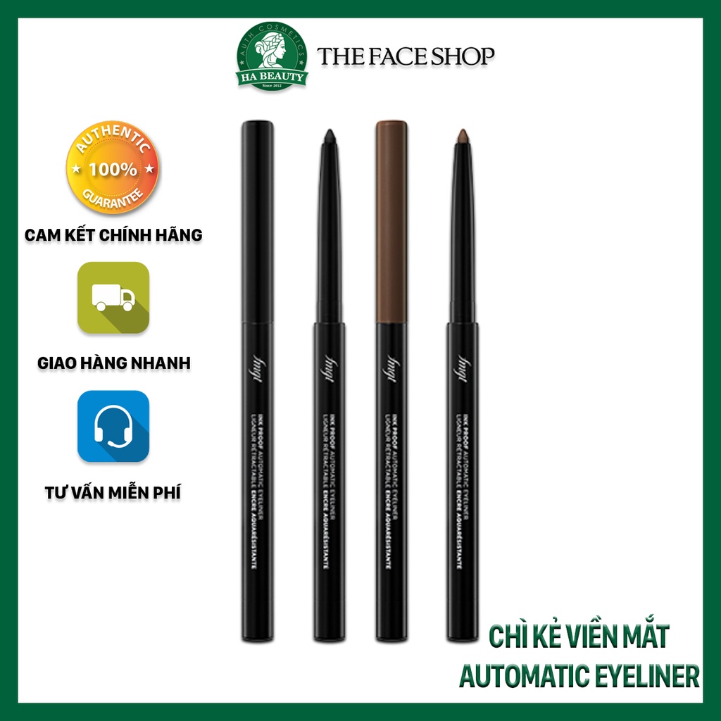 Chì kẻ viền mắt lâu trôi chống trôi The Face Shop Ink Proof Automatic Eyeliner