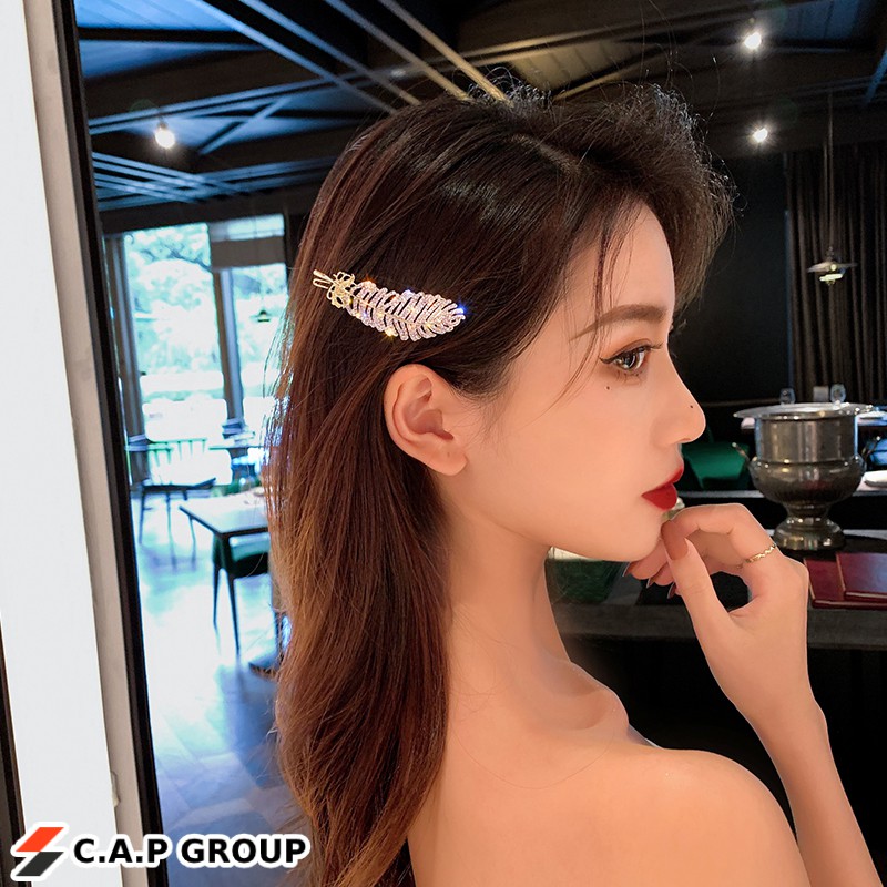 Kẹp tóc nữ Hàn Quốc phụ kiện cài tóc nữ cô dâu Lông Vũ đính đá lấp lánh xinh đẹp sang chảnh