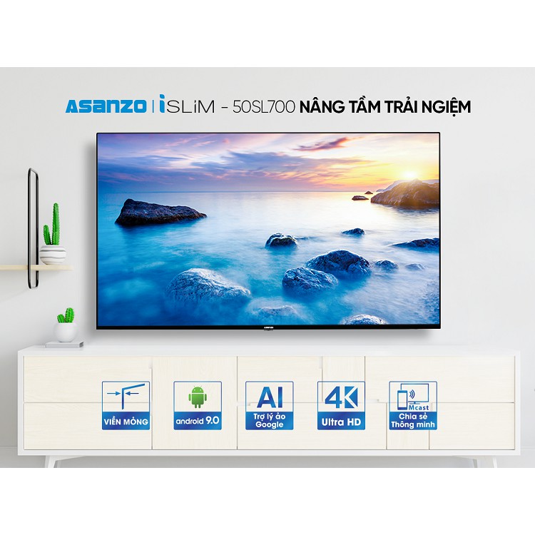🔴 Smart Tivi Asanzo 50SL700 ✅ Tivi 4K, Giọng nói, Android 9.0