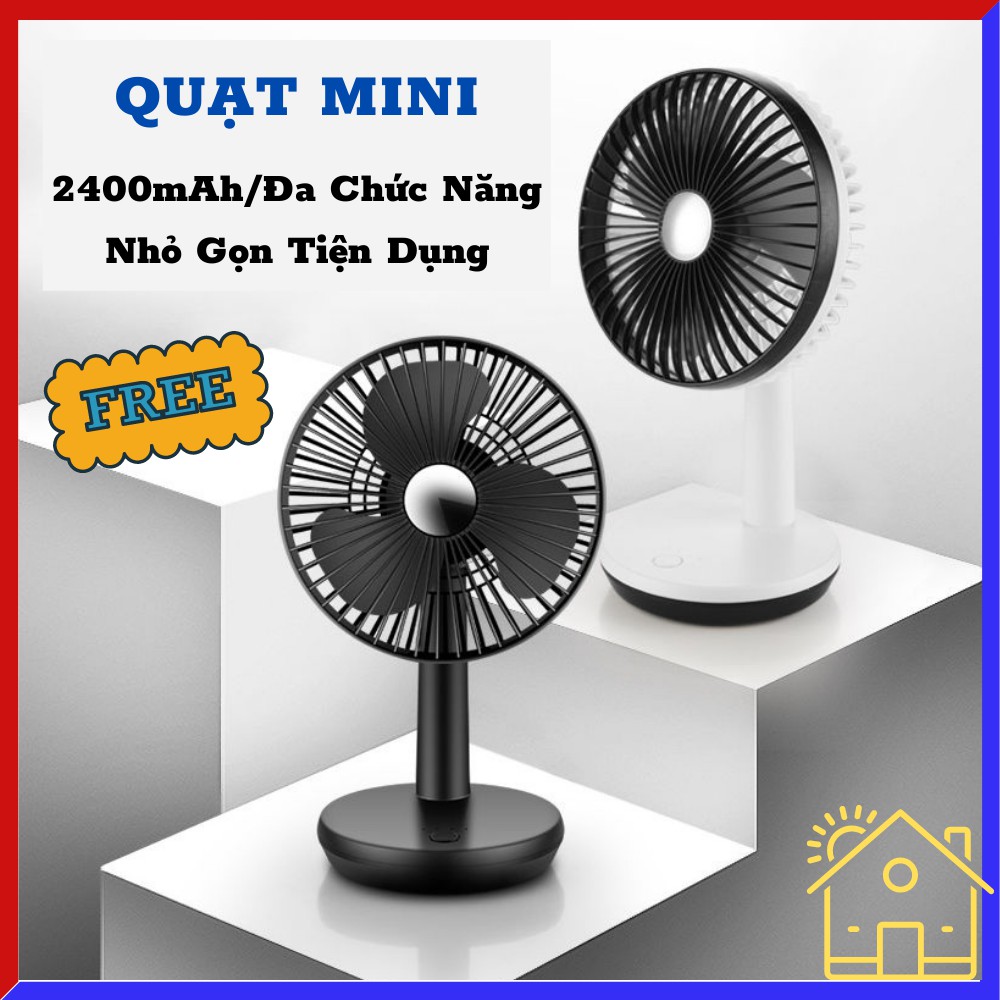 Quạt , Quạt tích điện , quạt mini , quạt sạc tích điện mini để bàn luồng gió thổi mạnh có ba chế độ TIME HOME